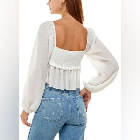 WAYF NWT Hideaway L/S Gathered Top Ivory Size M - Picture 3 of 3